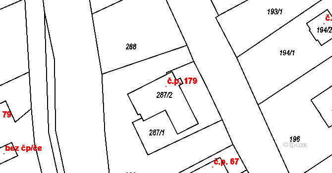 Stachovice 179, Fulnek na parcele st. 287/2 v KÚ Stachovice, Katastrální mapa