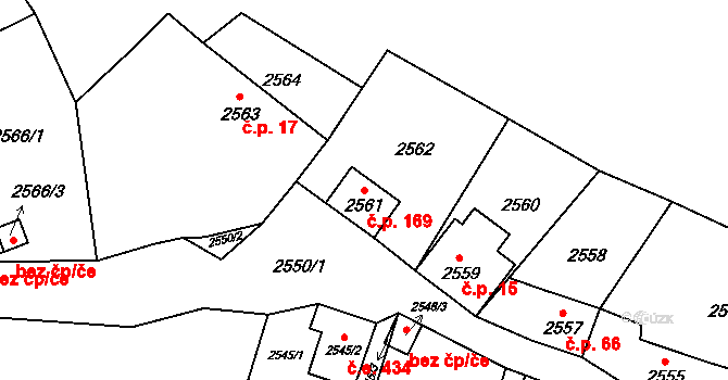 Staré Splavy 169, Doksy na parcele st. 2561 v KÚ Doksy u Máchova jezera, Katastrální mapa