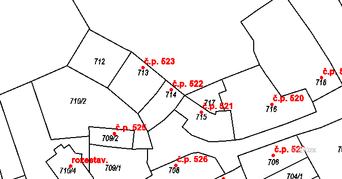 Mistřín 522, Svatobořice-Mistřín na parcele st. 714 v KÚ Mistřín, Katastrální mapa