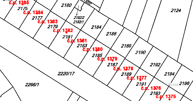 Vracov 1379 na parcele st. 2185 v KÚ Vracov, Katastrální mapa