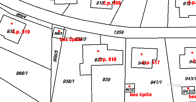 Horní Těrlicko 518, Těrlicko na parcele st. 937 v KÚ Horní Těrlicko, Katastrální mapa