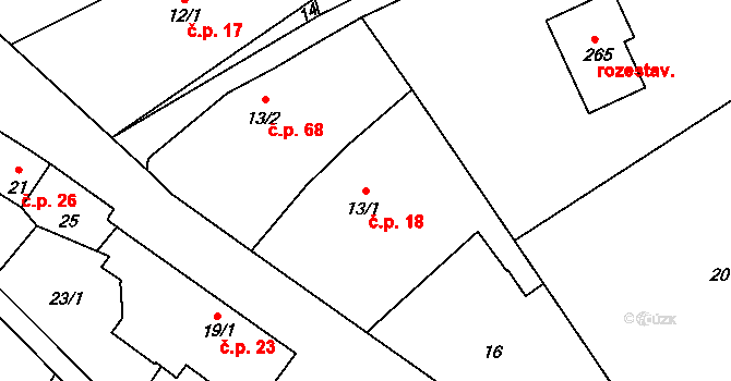 Štěnkov 18, Třebechovice pod Orebem na parcele st. 13/1 v KÚ Štěnkov, Katastrální mapa