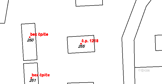 Slavkov 1218, Kozlov na parcele st. 255 v KÚ Kozlov u Velkého Újezdu, Katastrální mapa