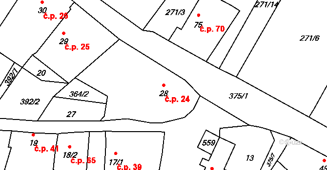 Michalovice 24 na parcele st. 28 v KÚ Michalovice u Velkých Žernosek, Katastrální mapa