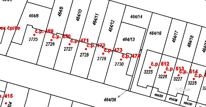Holínské Předměstí 473, Jičín na parcele st. 2729 v KÚ Jičín, Katastrální mapa