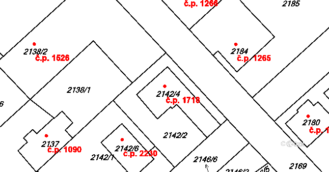 Turnov 1718 na parcele st. 2142/4 v KÚ Turnov, Katastrální mapa