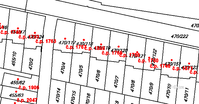 Krč 1765, Praha na parcele st. 470/119 v KÚ Krč, Katastrální mapa