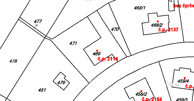 Komořany 2114, Praha na parcele st. 469 v KÚ Komořany, Katastrální mapa