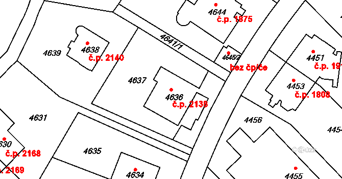 Smíchov 2138, Praha na parcele st. 4636 v KÚ Smíchov, Katastrální mapa