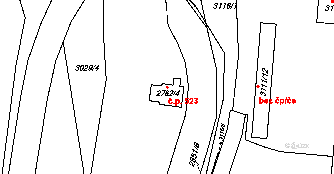 Příbram VI-Březové Hory 523, Příbram na parcele st. 2762/4 v KÚ Příbram, Katastrální mapa