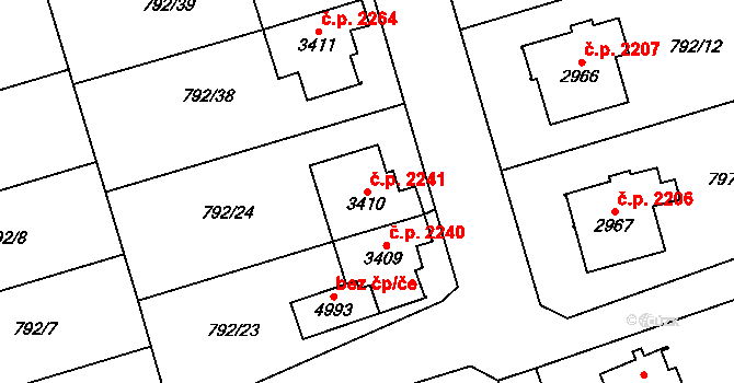 Dvůr Králové nad Labem 2241 na parcele st. 3410 v KÚ Dvůr Králové nad Labem, Katastrální mapa