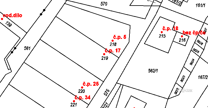 Horní Maršov 17 na parcele st. 219 v KÚ Horní Maršov, Katastrální mapa