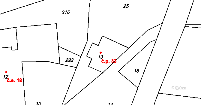 Dětřichovec 33, Jindřichovice pod Smrkem na parcele st. 13 v KÚ Dětřichovec, Katastrální mapa