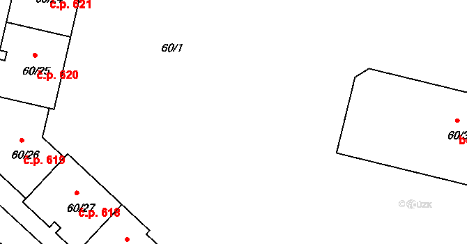 Veselí nad Lužnicí I 617, Veselí nad Lužnicí na parcele st. 60/28 v KÚ Veselí nad Lužnicí, Katastrální mapa