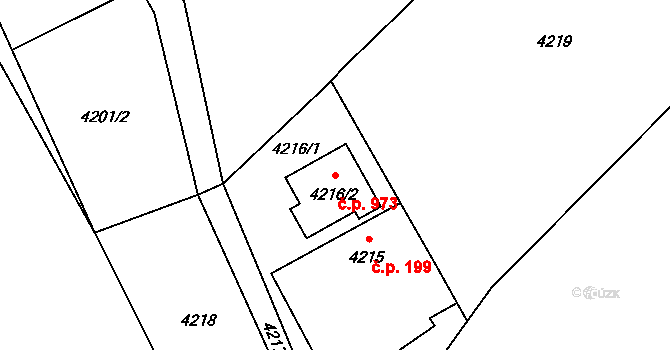 Vendryně 973 na parcele st. 4216/2 v KÚ Vendryně, Katastrální mapa