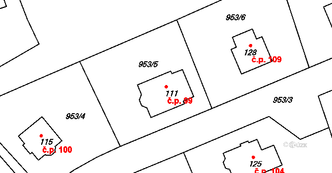 Chlístov 99 na parcele st. 111 v KÚ Chlístov u Rokytnice nad Rokytnou, Katastrální mapa