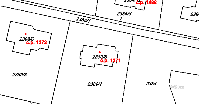 Lutyně 1371, Orlová na parcele st. 2389/5 v KÚ Horní Lutyně, Katastrální mapa