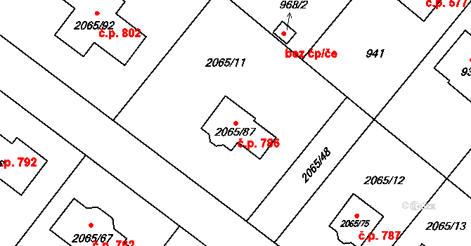 Vřesina 786 na parcele st. 2065/87 v KÚ Vřesina u Bílovce, Katastrální mapa