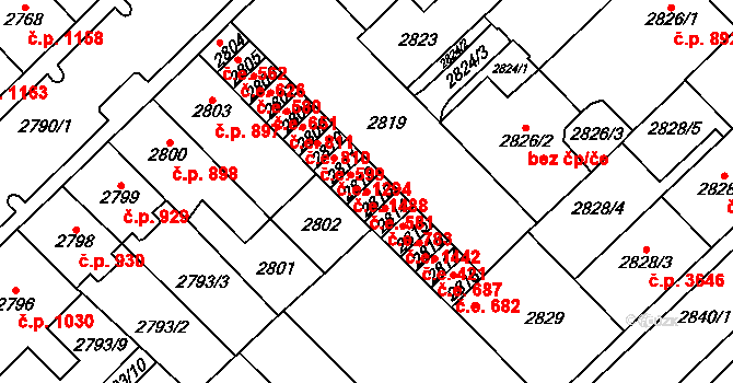Chomutov 581 na parcele st. 2813 v KÚ Chomutov I, Katastrální mapa