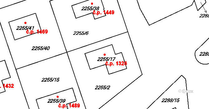 Kylešovice 1326, Opava na parcele st. 2255/17 v KÚ Kylešovice, Katastrální mapa