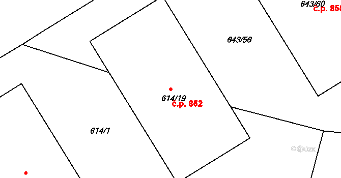 Prosek 852, Praha na parcele st. 614/19 v KÚ Prosek, Katastrální mapa
