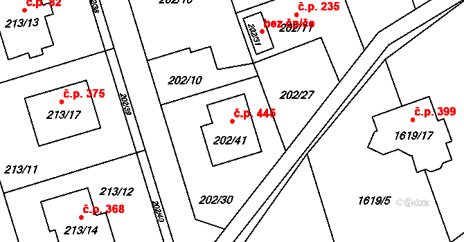 Šilheřovice 445 na parcele st. 202/41 v KÚ Šilheřovice, Katastrální mapa