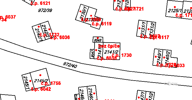 Zlín 6035 na parcele st. 2141/1 v KÚ Zlín, Katastrální mapa