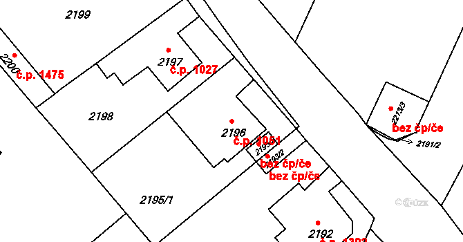 Předměstí 1051, Litoměřice na parcele st. 2196 v KÚ Litoměřice, Katastrální mapa