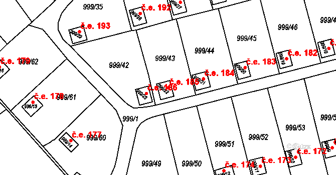Teplické Předměstí 185, Bílina na parcele st. 999/22 v KÚ Bílina, Katastrální mapa