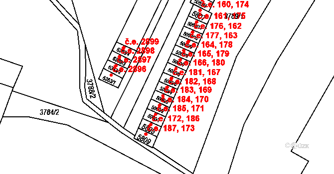 Zlín 168,182 na parcele st. 5060/4 v KÚ Zlín, Katastrální mapa