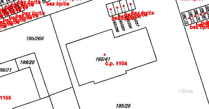 Vítkovice 1104, Ostrava na parcele st. 195/41 v KÚ Vítkovice, Katastrální mapa