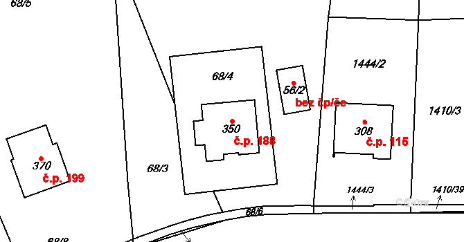 Ludkovice 188 na parcele st. 350 v KÚ Ludkovice, Katastrální mapa
