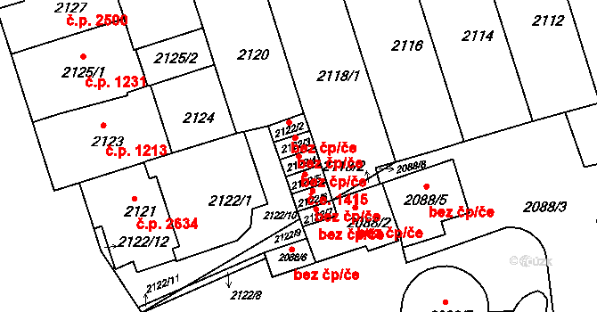 Brno 39467937 na parcele st. 2122/4 v KÚ Královo Pole, Katastrální mapa