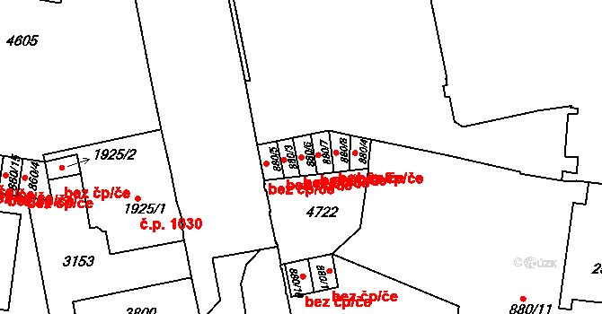 Pardubice 40421937 na parcele st. 880/6 v KÚ Pardubice, Katastrální mapa