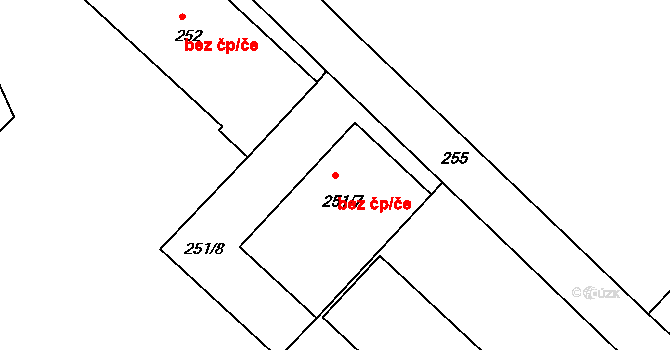 Jihlava 44512937 na parcele st. 251/7 v KÚ Henčov, Katastrální mapa