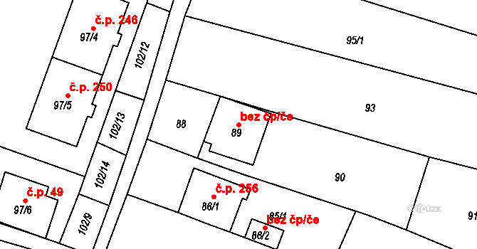 Bučovice 45843937 na parcele st. 89 v KÚ Vícemilice, Katastrální mapa