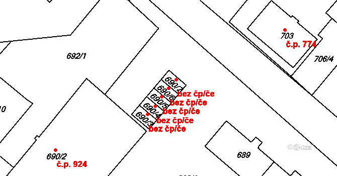 Jemnice 46543937 na parcele st. 690/6 v KÚ Jemnice, Katastrální mapa