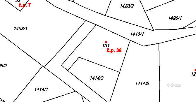 Dmýštice 38, Milevsko na parcele st. 131 v KÚ Dmýštice, Katastrální mapa