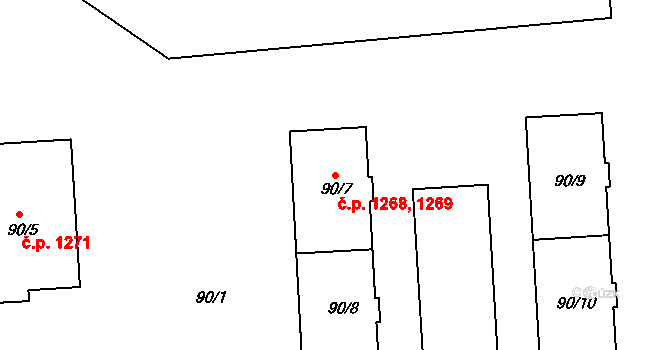 Třešť 1268,1269 na parcele st. 90/7 v KÚ Třešť, Katastrální mapa
