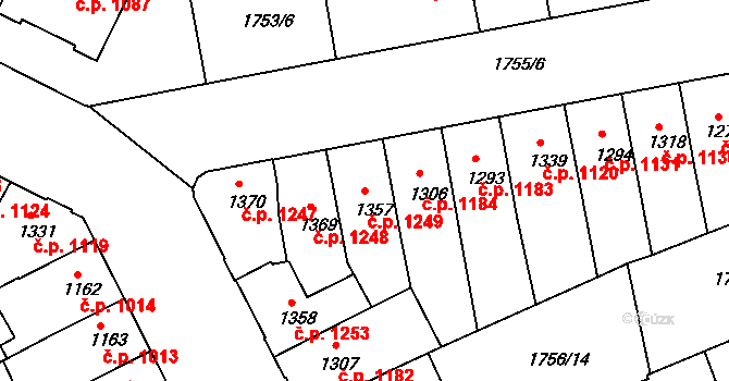 Slaný 1249 na parcele st. 1357 v KÚ Slaný, Katastrální mapa