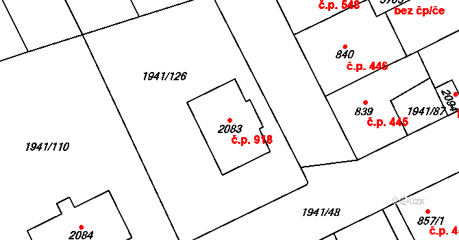 Sušice II 918, Sušice na parcele st. 2083 v KÚ Sušice nad Otavou, Katastrální mapa