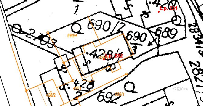 Libina 232 na parcele st. 5525 v KÚ Horní Libina, Katastrální mapa