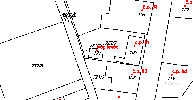 Blšany 87061937 na parcele st. 171 v KÚ Liběšovice, Katastrální mapa