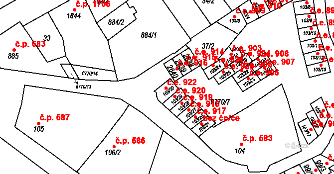 Žatec 922 na parcele st. 103/30 v KÚ Žatec, Katastrální mapa