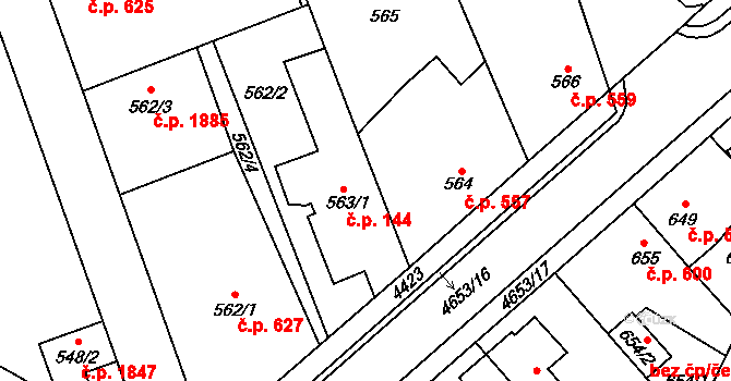 Chotěboř 144 na parcele st. 563/1 v KÚ Chotěboř, Katastrální mapa