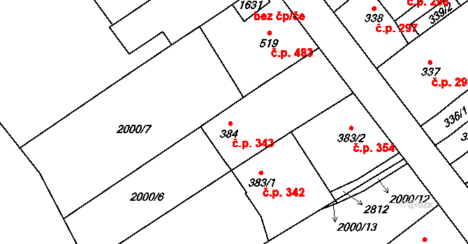 Ledeč nad Sázavou 343 na parcele st. 384 v KÚ Ledeč nad Sázavou, Katastrální mapa