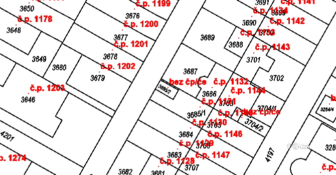 Praha 102249938 na parcele st. 3685/2 v KÚ Dejvice, Katastrální mapa