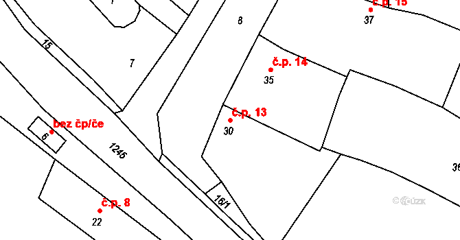 Přerov VII-Čekyně 13, Přerov na parcele st. 30 v KÚ Čekyně, Katastrální mapa