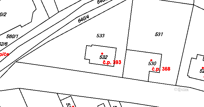 Sedlec 393, Kutná Hora na parcele st. 532 v KÚ Sedlec u Kutné Hory, Katastrální mapa