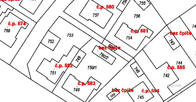 Buštěhrad 118838938 na parcele st. 750/2 v KÚ Buštěhrad, Katastrální mapa